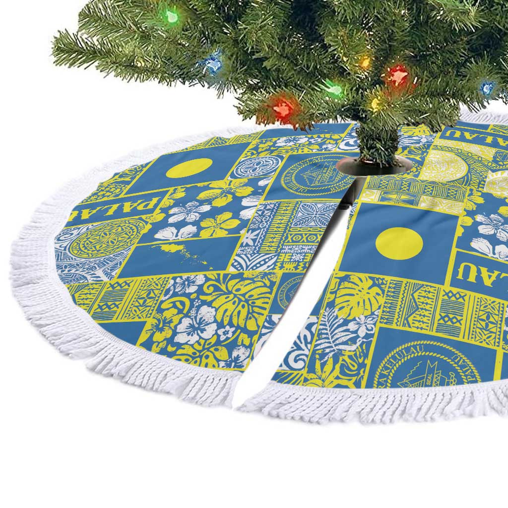 Palau Ungil Kurismas Tree Skirt Pacific Patchwork Xmas Vibes - Polynesian Pride