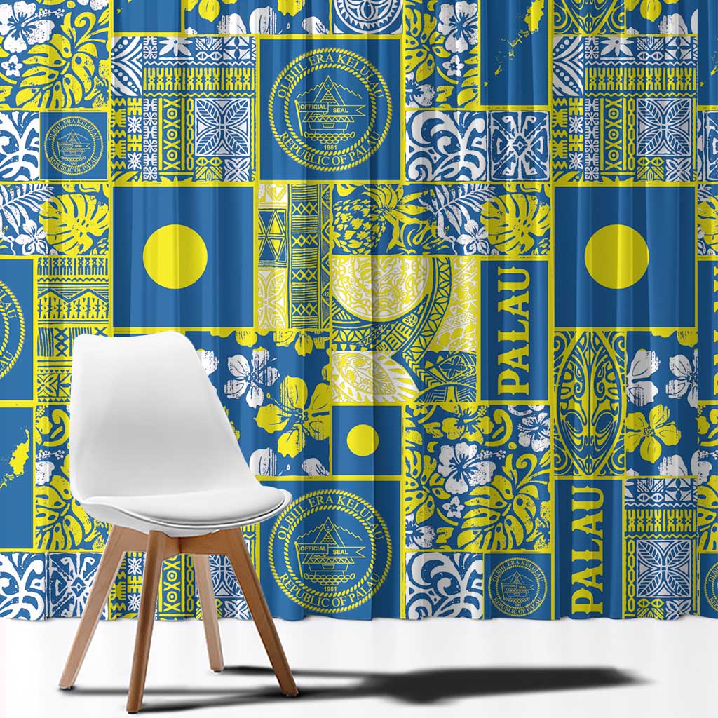 Palau Ungil Kurismas Window Curtain Pacific Patchwork Xmas Vibes - Polynesian Pride