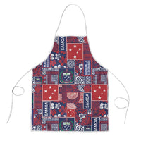 Red Samoa Manuia Le Kerisimasi Apron Pacific Patchwork Xmas Vibes - Polynesian Pride