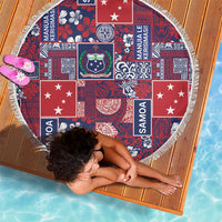 Red Samoa Manuia Le Kerisimasi Beach Blanket Pacific Patchwork Xmas Vibes - Polynesian Pride