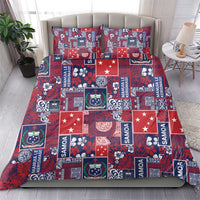 Red Samoa Manuia Le Kerisimasi Bedding Set Pacific Patchwork Xmas Vibes - Polynesian Pride