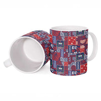 Red Samoa Manuia Le Kerisimasi Ceramic Mug Pacific Patchwork Xmas Vibes - Polynesian Pride