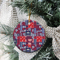 Red Samoa Manuia Le Kerisimasi Ceramic Ornament Pacific Patchwork Xmas Vibes - Polynesian Pride