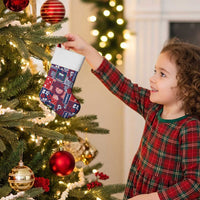 Red Samoa Manuia Le Kerisimasi Christmas Stocking Pacific Patchwork Xmas Vibes - Polynesian Pride