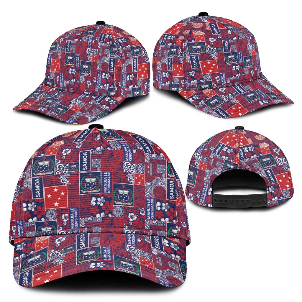 Red Samoa Manuia Le Kerisimasi Classic Cap Pacific Patchwork Xmas Vibes LT9 - Polynesian Pride