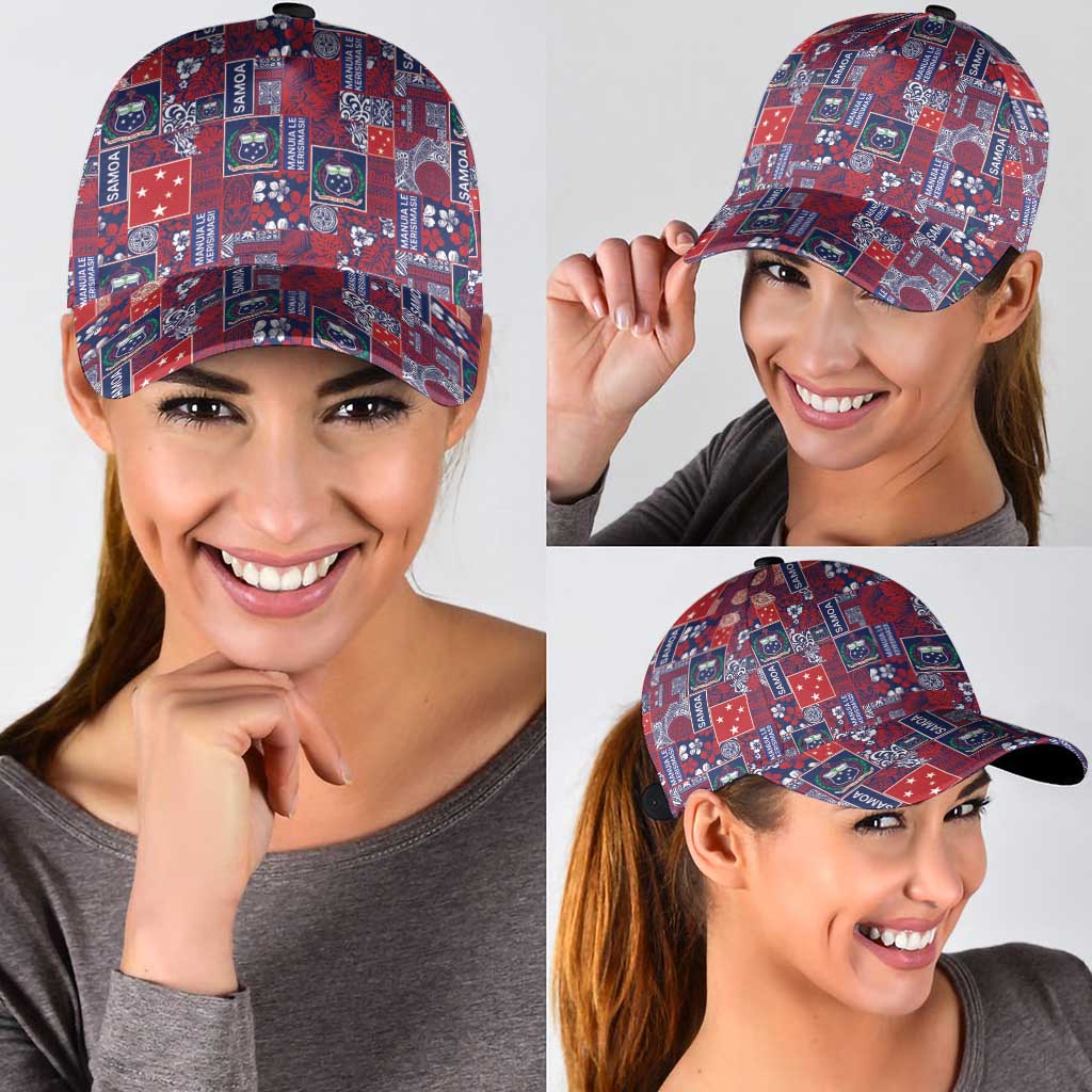 Red Samoa Manuia Le Kerisimasi Classic Cap Pacific Patchwork Xmas Vibes LT9 - Polynesian Pride