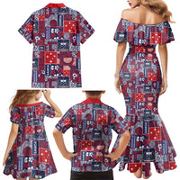 Red Samoa Manuia Le Kerisimasi Family Matching Mermaid Dress and Hawaiian Shirt Pacific Patchwork Xmas Vibes - Polynesian Pride