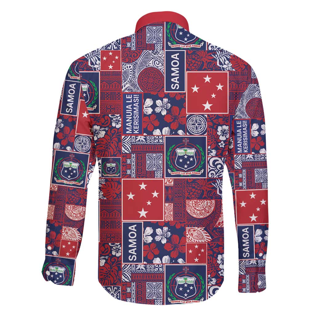 Red Samoa Manuia Le Kerisimasi Family Matching Mermaid Dress and Hawaiian Shirt Pacific Patchwork Xmas Vibes - Polynesian Pride