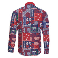 Red Samoa Manuia Le Kerisimasi Family Matching Puletasi and Hawaiian Shirt Pacific Patchwork Xmas Vibes - Polynesian Pride