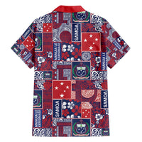 Red Samoa Manuia Le Kerisimasi Family Matching Short Sleeve Bodycon Dress and Hawaiian Shirt Pacific Patchwork Xmas Vibes - Polynesian Pride