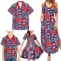 Red Samoa Manuia Le Kerisimasi Family Matching Summer Maxi Dress and Hawaiian Shirt Pacific Patchwork Xmas Vibes - Polynesian Pride