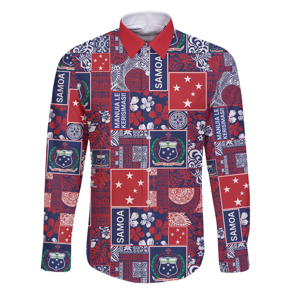 Red Samoa Manuia Le Kerisimasi Family Matching Summer Maxi Dress and Hawaiian Shirt Pacific Patchwork Xmas Vibes - Polynesian Pride