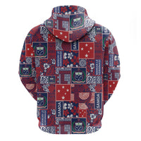 Red Samoa Manuia Le Kerisimasi Hoodie Pacific Patchwork Xmas Vibes - Polynesian Pride