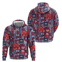 Red Samoa Manuia Le Kerisimasi Hoodie Pacific Patchwork Xmas Vibes - Polynesian Pride