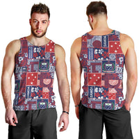Red Samoa Manuia Le Kerisimasi Men Tank Top Pacific Patchwork Xmas Vibes - Polynesian Pride