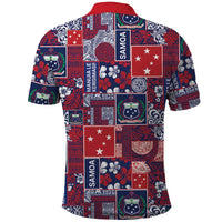 Red Samoa Manuia Le Kerisimasi Polo Shirt Pacific Patchwork Xmas Vibes - Polynesian Pride
