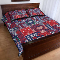 Red Samoa Manuia Le Kerisimasi Quilt Bed Set Pacific Patchwork Xmas Vibes - Polynesian Pride