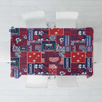 Red Samoa Manuia Le Kerisimasi Tablecloth Pacific Patchwork Xmas Vibes - Polynesian Pride