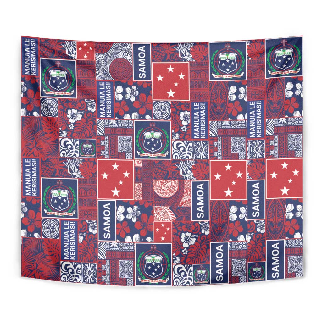 Red Samoa Manuia Le Kerisimasi Tapestry Pacific Patchwork Xmas Vibes - Polynesian Pride