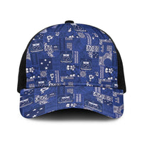 Blue Samoa Manuia Le Kerisimasi Baseball Net Cap Pacific Patchwork Xmas Vibes - Polynesian Pride
