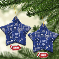 Blue Samoa Manuia Le Kerisimasi Ceramic Ornament Pacific Patchwork Xmas Vibes - Polynesian Pride