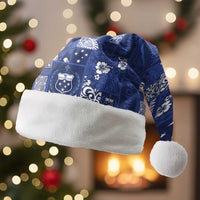 Blue Samoa Manuia Le Kerisimasi Christmas Santa Hat Pacific Patchwork Xmas Vibes - Polynesian Pride