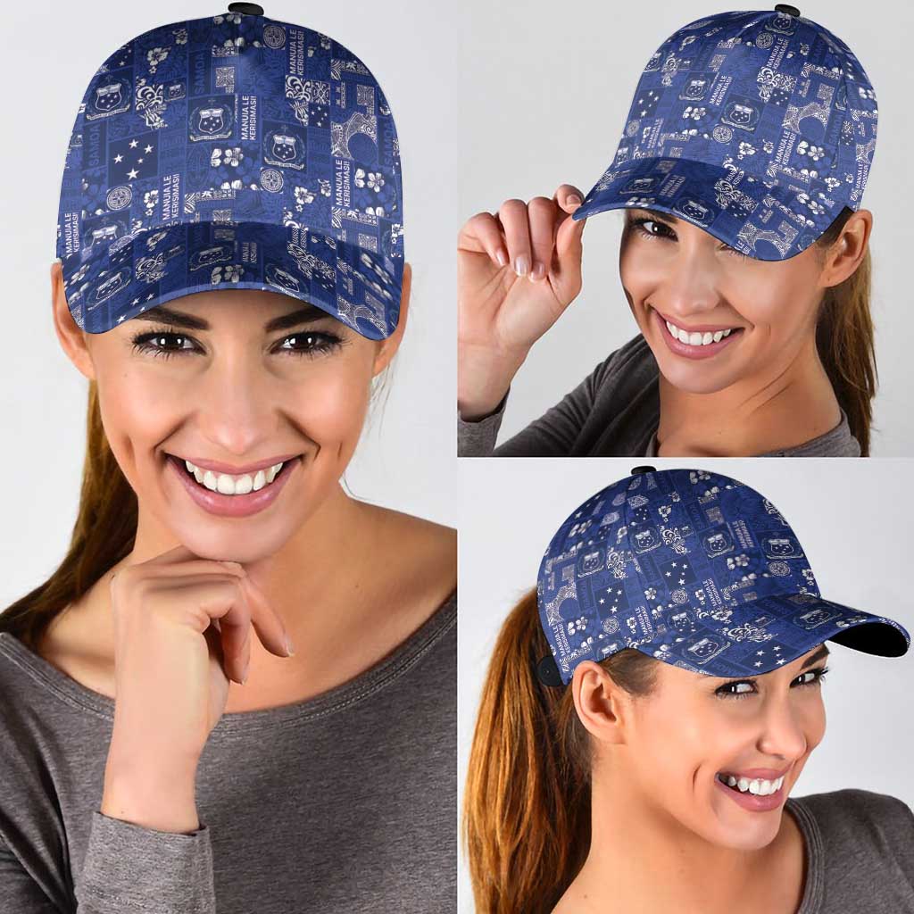 Blue Samoa Manuia Le Kerisimasi Classic Cap Pacific Patchwork Xmas Vibes LT9 - Polynesian Pride