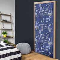 Blue Samoa Manuia Le Kerisimasi Door Cover Pacific Patchwork Xmas Vibes - Polynesian Pride