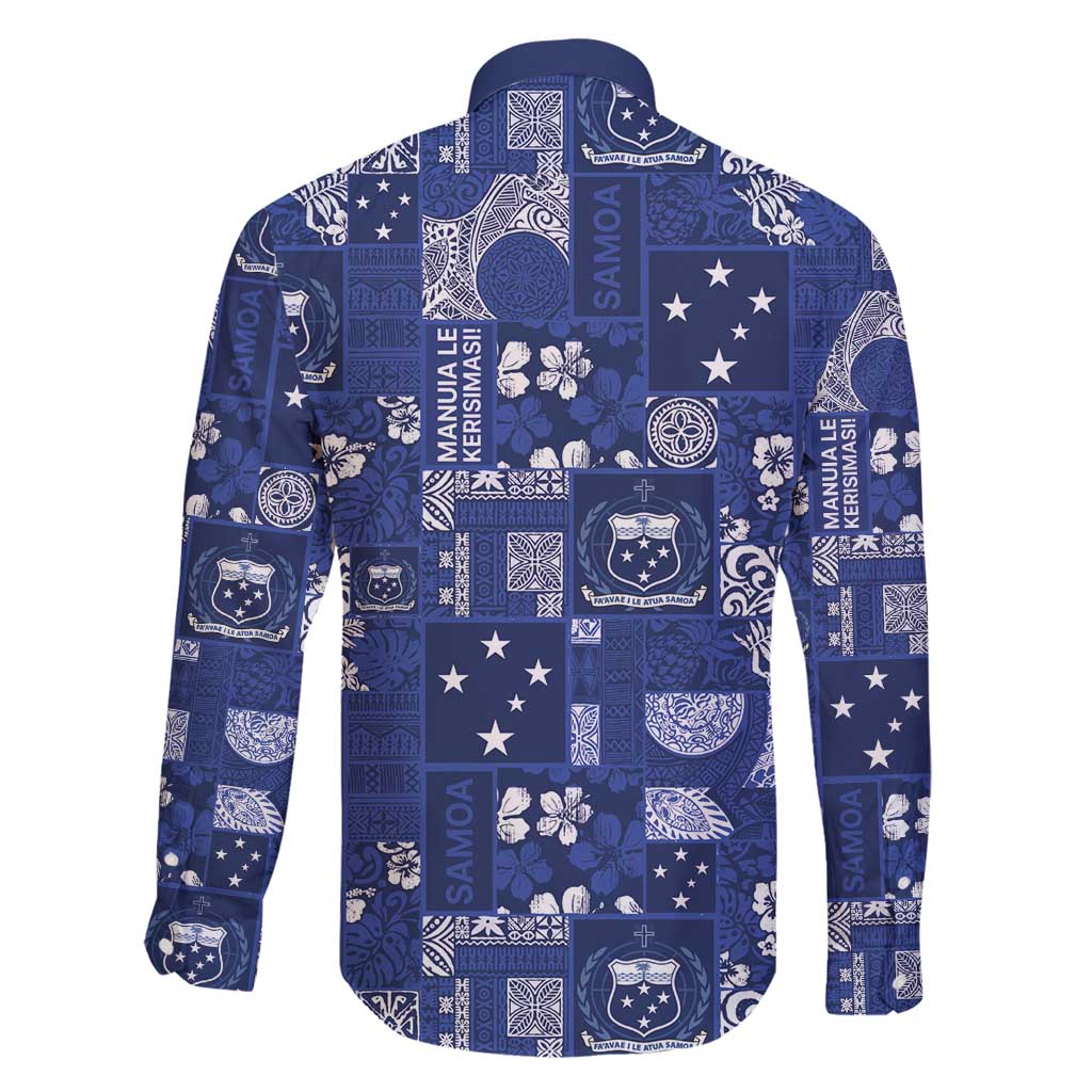 Blue Samoa Manuia Le Kerisimasi Family Matching Tank Maxi Dress and Hawaiian Shirt Pacific Patchwork Xmas Vibes - Polynesian Pride