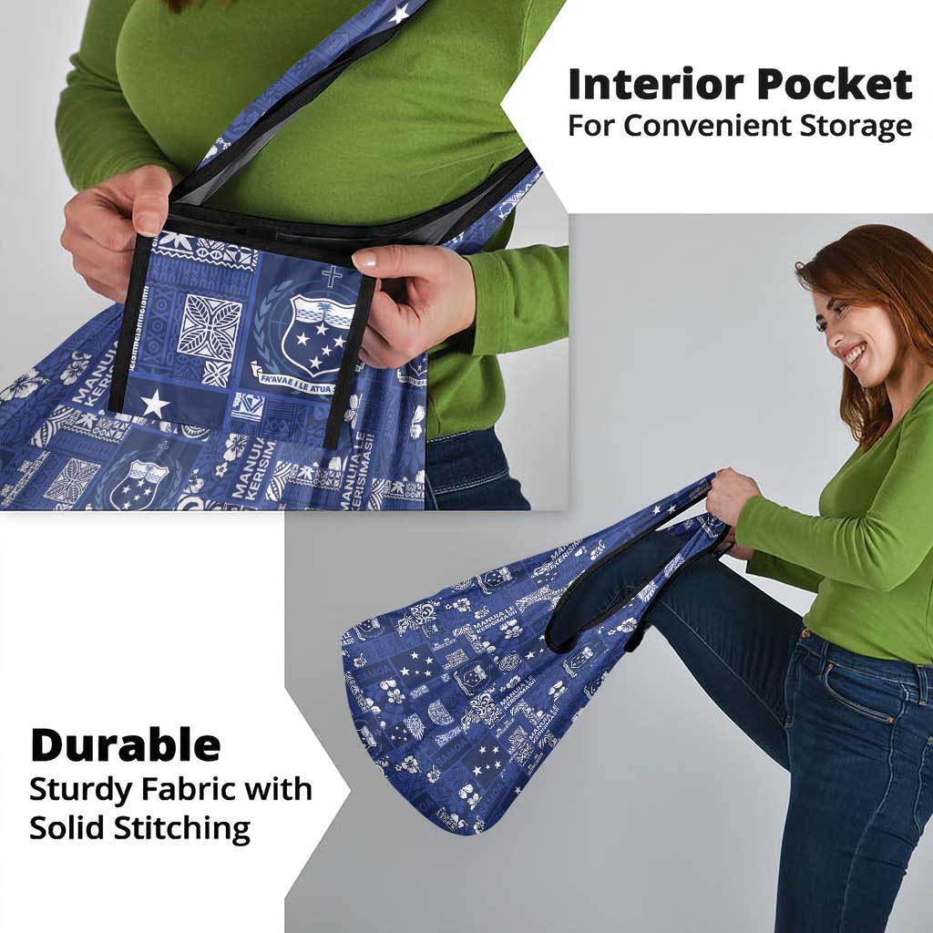 Blue Samoa Manuia Le Kerisimasi Grocery Bag Pacific Patchwork Xmas Vibes - Polynesian Pride