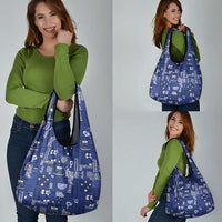 Blue Samoa Manuia Le Kerisimasi Grocery Bag Pacific Patchwork Xmas Vibes - Polynesian Pride