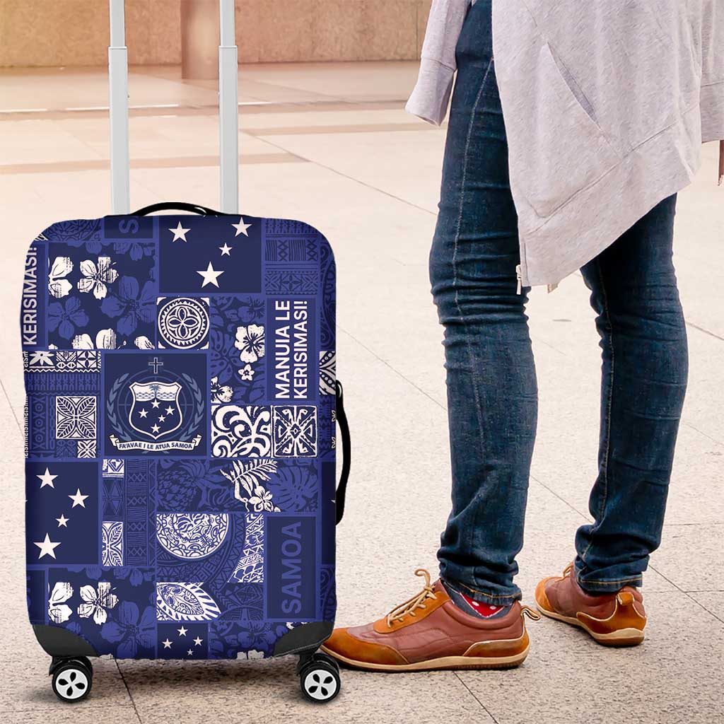 Blue Samoa Manuia Le Kerisimasi Luggage Cover Pacific Patchwork Xmas Vibes - Polynesian Pride