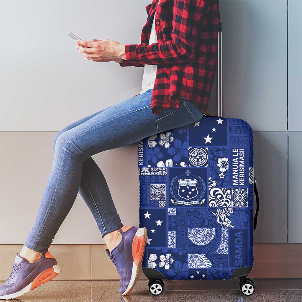 Blue Samoa Manuia Le Kerisimasi Luggage Cover Pacific Patchwork Xmas Vibes - Polynesian Pride
