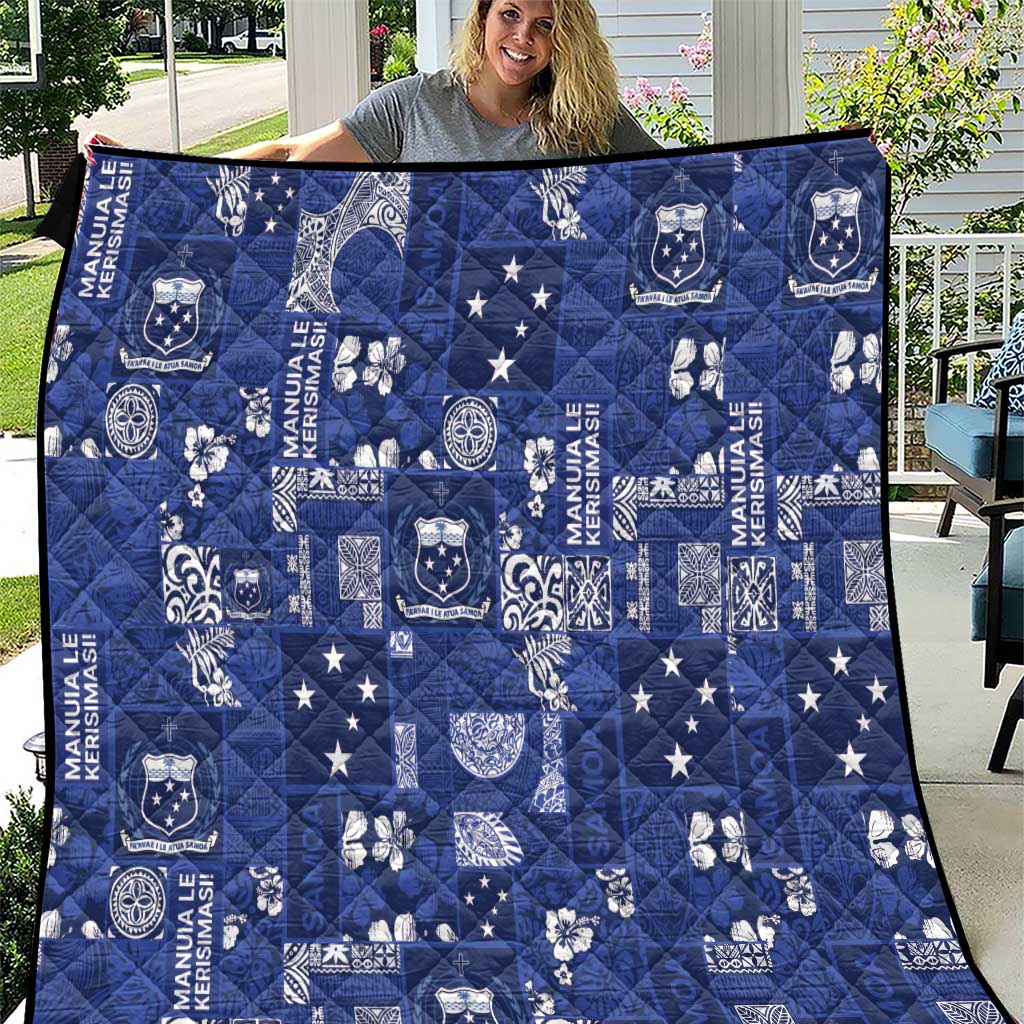 Blue Samoa Manuia Le Kerisimasi Quilt Pacific Patchwork Xmas Vibes - Polynesian Pride
