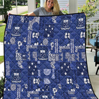 Blue Samoa Manuia Le Kerisimasi Quilt Pacific Patchwork Xmas Vibes - Polynesian Pride