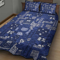 Blue Samoa Manuia Le Kerisimasi Quilt Bed Set Pacific Patchwork Xmas Vibes - Polynesian Pride