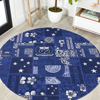 Blue Samoa Manuia Le Kerisimasi Round Carpet Pacific Patchwork Xmas Vibes - Polynesian Pride
