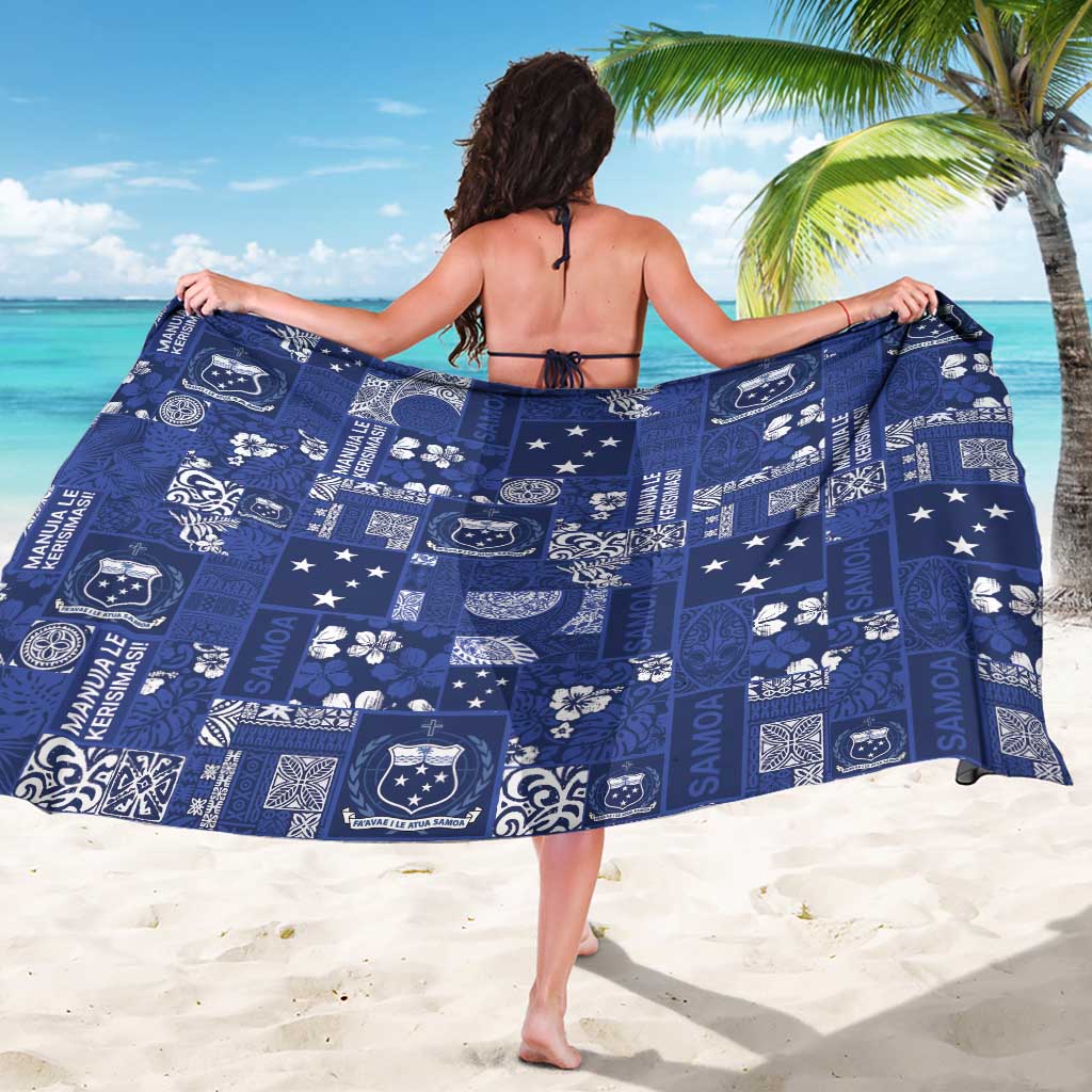 Blue Samoa Manuia Le Kerisimasi Sarong Pacific Patchwork Xmas Vibes - Polynesian Pride