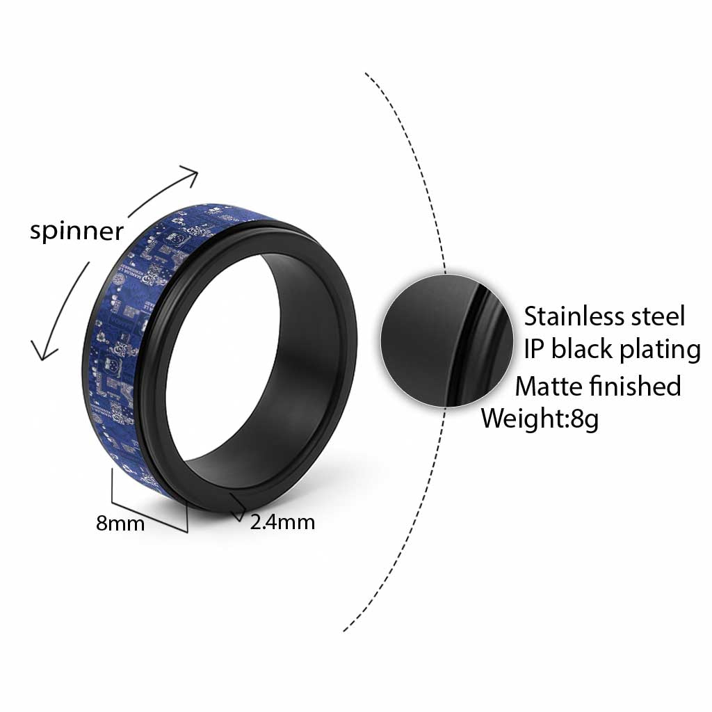 Blue Samoa Manuia Le Kerisimasi Spinner Ring Pacific Patchwork Xmas Vibes - Polynesian Pride