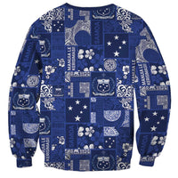 Blue Samoa Manuia Le Kerisimasi Sweatshirt Pacific Patchwork Xmas Vibes - Polynesian Pride