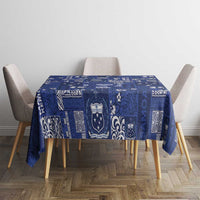 Blue Samoa Manuia Le Kerisimasi Tablecloth Pacific Patchwork Xmas Vibes - Polynesian Pride
