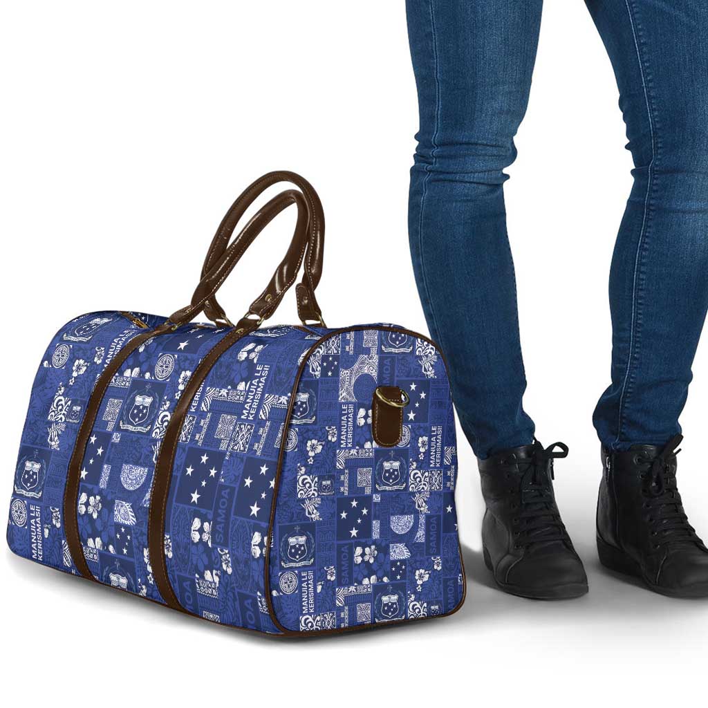 Blue Samoa Manuia Le Kerisimasi Travel Bag Pacific Patchwork Xmas Vibes - Polynesian Pride