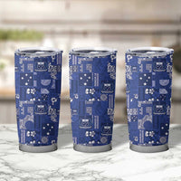 Blue Samoa Manuia Le Kerisimasi Tumbler Cup Pacific Patchwork Xmas Vibes - Polynesian Pride