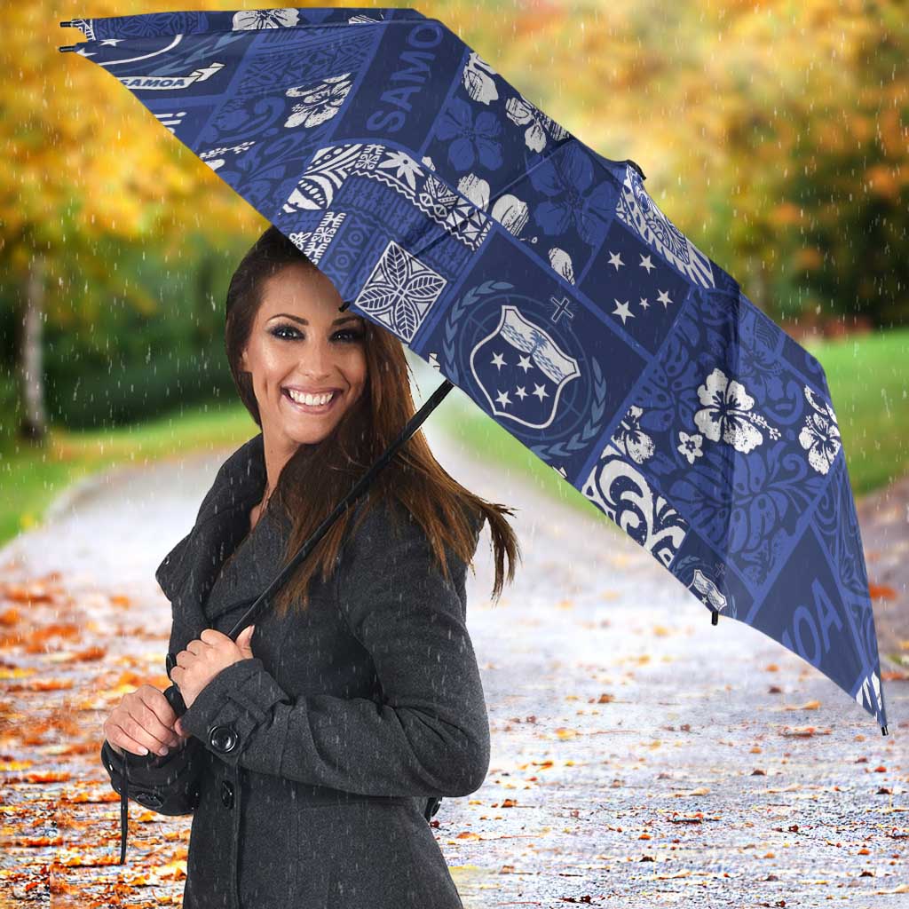 Blue Samoa Manuia Le Kerisimasi Umbrella Pacific Patchwork Xmas Vibes - Polynesian Pride