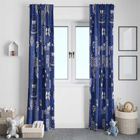 Blue Samoa Manuia Le Kerisimasi Window Curtain Pacific Patchwork Xmas Vibes - Polynesian Pride