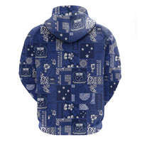 Blue Samoa Manuia Le Kerisimasi Zip Hoodie Pacific Patchwork Xmas Vibes - Polynesian Pride