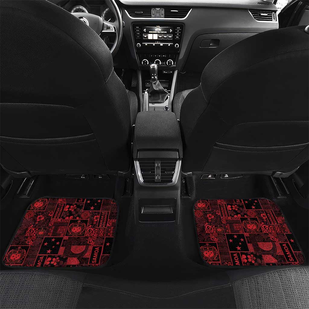 Dark Samoa Manuia Le Kerisimasi Car Mats Pacific Patchwork Xmas Vibes - Polynesian Pride