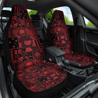 Dark Samoa Manuia Le Kerisimasi Car Seat Cover Pacific Patchwork Xmas Vibes - Polynesian Pride