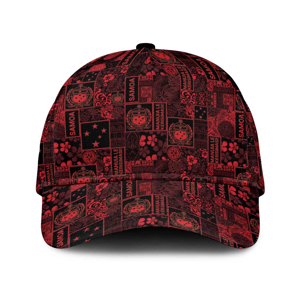 Dark Samoa Manuia Le Kerisimasi Classic Cap Pacific Patchwork Xmas Vibes - Polynesian Pride
