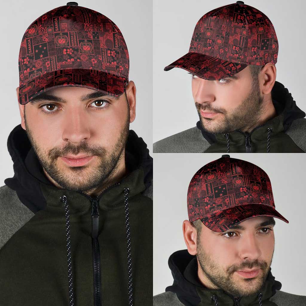 Dark Samoa Manuia Le Kerisimasi Classic Cap Pacific Patchwork Xmas Vibes - Polynesian Pride